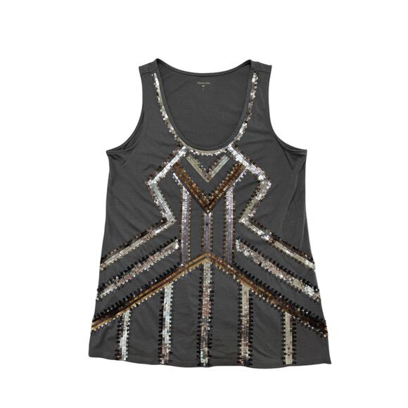 GARNET HILL Art Deco Sequin Rayon Stretch Gray Tank Top Size Small Womens #32594 - Picture 4 of 9